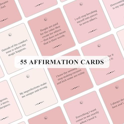 Badass Affirmation Cards | 55 Daily Motivational and Inspirational Cards, Office Decor Desk Sign Gifts for Coworker, Boss, Employees, Friends, Social Worker, with Display Stand