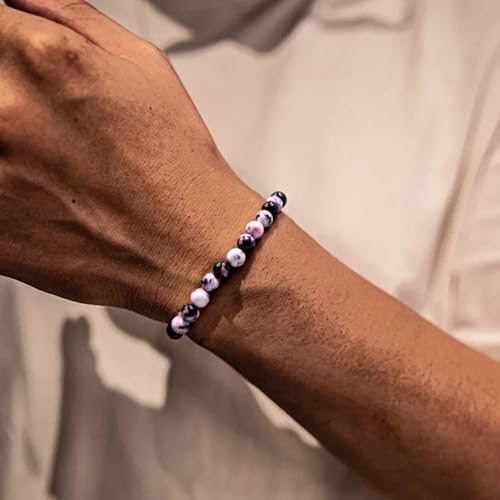 Natural Energy Healing Stone Charm Bracelet 8mm Natural Energy Healing Lava Rock Bracelet - Unisex - size: Large
