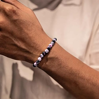 Natural Energy Healing Stone Charm Bracelet 8mm Natural Energy Healing Lava Rock Bracelet - Unisex - size: Large