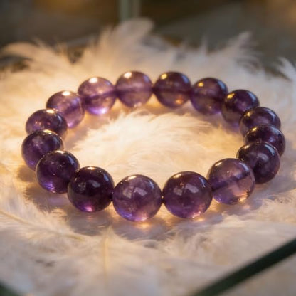 Natural Handmade Healing Chakra Bracelet - color: 12mm-Amethyst-FOR 8-8.7 INCH WRIST