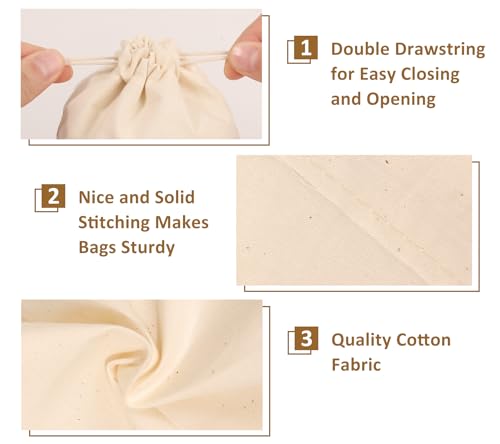 20PCS Cotton Produce Bags, 8X10inch Reusable Muslin Storage Bags with Drawstrings, Natural Cotton Bags, Washable, Biodegradable Linen Bag, Cloth Bags - color: L - 8x10inch