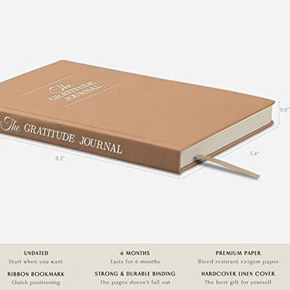 The Gratitude Journal : More Happiness, Positivity, Affirmation, Productivity, Mindfulness & Self Care - A Simple Undated Hardcover Daily Guide Planner for Women & Men (Brown) - color: Brown