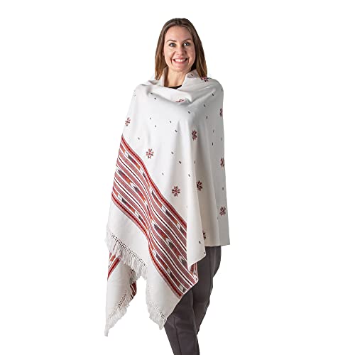 Meditation Shawl or Blanket, Exotic Shawl/Wrap, Oversize Scarf or Stole. Unisex - color: White