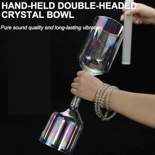 Clear Double Headed Handheld Crystal Singing Bowl, Easy to Play Musical Bowl (Contains A Singing Bowl Stick) for Relaxation, Zen, Prayer, Beautiful Meditation Yoga Gift - color: 10cm
