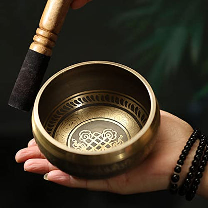 Handmade Singing Bowl Meditation Sound Bowl Yoga Meditation Sound Therapy Bowl Meditation Bowl Ornament for Healing Prayer，9.5cm