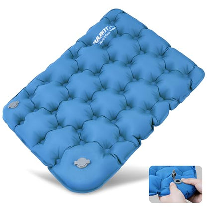 EULANT Inflatable Push-Press Seat Cushion,Lightweight Camping Air Sitting Pad,Portable Travel Air Cushion for Stadium Seat,Bleacher,Hiking,Climbing,Office,Airplane Car, Upgraded-blue
