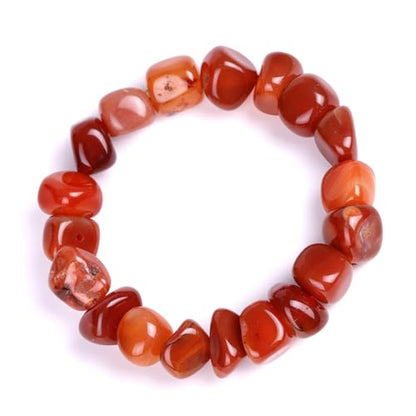 HZHRony Healing Crystal Stone Beads Bracelet Irregular Gemstone Beaded Bracelets For Women and Men Anxiety Relief Yoga Bracelet Jewelry Gifts 7 Inch - color: Red Agate