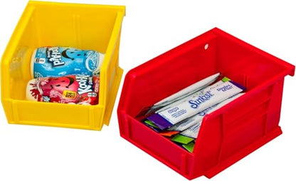 Akro-Mils 30210 AkroBins Plastic Storage Bins, Space-Saving Stackable Bins for Garage, Pantry, Craft Organization, 5" x 4" x 3", Red, 24-Pack - color: Red