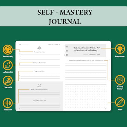 Self-Mastery Journal for Men - Gratitude Journal for Daily Reflection, Positivity and Self-Care and Reflection - Guided Manifestation Journals - Goal Journal for Women & Men(Dark Green) - color: Dark Green