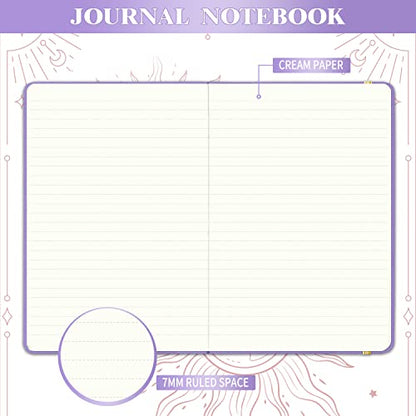 Artfan Ruled Notebook/Journal – Premium Thick Paper Faux Leather Classic Writing Notebook with Pocket + Page Dividers Gifts, Banded, Large, 144 Pages, Hard Cover, Lined (5.8 x 8.4) - Purple - color: Purple1