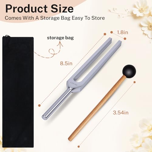 128Hz Aluminum Alloy Tuning Fork, Sound Vibration Tool with Silicone Hammer & Storage Pouch, Relaxing Vibration Device for Yoga Meditation, Daily Stress Calming & Body Leisure Care