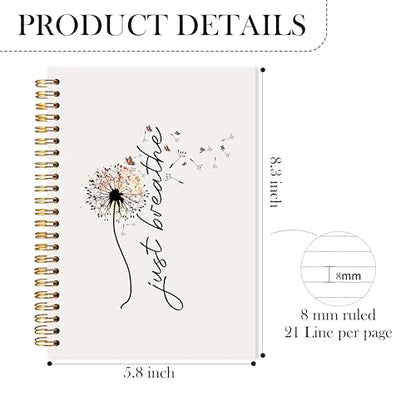 Just Breathe Dandelion Spiral Notebook, Mental Health Journal for Women, Anti Anxiety Relief Gifts Notebook, Inspirational Positive Dandelion Floral Journal, 5.5x8.3