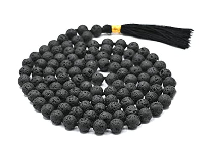 Amazing Gemstone Lavastone Mala Beads - 108 Prayer Beads for Meditation and Mindfulness Practice, Handcrafted Mala Beads with Natural Gemstones for Spiritual Healing and Relaxation (Knotted) - color: Lava Stone, style: Knotted