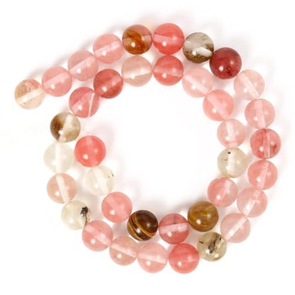 About 45pcs 8mm Natural Stone Beads Fire Cherry Quartz Beads Energy Crystal Power Gemstone for Jewelry Making, DIY Bracelet Necklace - color: Fire Cherry Quartz, size: 8mm