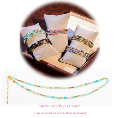 4mm Mini Beads Natural Stone Adjustable Bracelet For Women, Energy Charm Jewelry, Birthday Gift - color: Amazonite