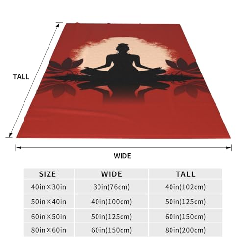 Healthy Living Yoga Blanket Anti Pilling Throw Woman Sitting in The Lotus Position Fleece Flannel Lightweight Cozy Bedspread Living Room Women Adults and Kids Bed Sofa 60"X50" - color: Healthy Living Yoga