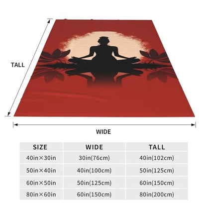 Healthy Living Yoga Blanket Anti Pilling Throw Woman Sitting in The Lotus Position Fleece Flannel Lightweight Cozy Bedspread Living Room Women Adults and Kids Bed Sofa 60"X50" - color: Healthy Living Yoga