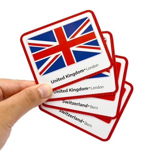 Menique Flags of Europe Memory Matching Game – 100 Cards (50 Pairs) with Flag, Country & Capital – Educational Geography Game for Kids and Adults - style: Flags of Europe