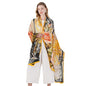 100% Mulberry Extra Large Silk Pashmina Scarf Shawls And Wraps For Women Evening Dress Summer Travel Floral Blanket - color: 91 Yellow