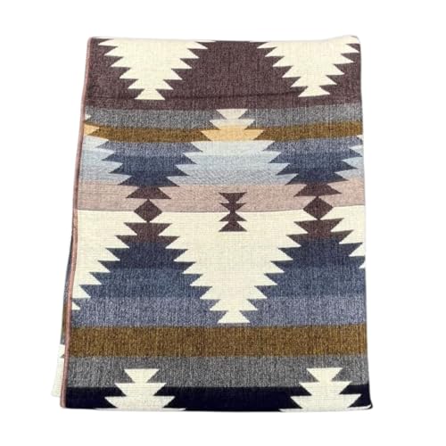Alpaca Wool Blanket, King Size 100 x 83, Reversible 2 in 1, Thick and Ultra Soft, Hypoallergenic, Non-Itchy, Handmade in Ecuador. Premium Alpaca Wool Thtow Blanket for Cozy Comfort.(Blue and Brown) - color: Blue and Brown, size: King (100" x 83")