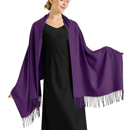 Ciormis Pashmina Scarf for Women, Soft Pashminas Shawls and Wraps for Evening Dresses, Wedding Bride Bridesmaid Shawls Scarf - color: V# Purple