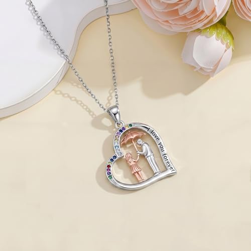 YFN Daughter Gifts from Dad 925 Sterling Silver Daughters Heart Necklace Birthday Christmas - color: Father Daughter Necklace07