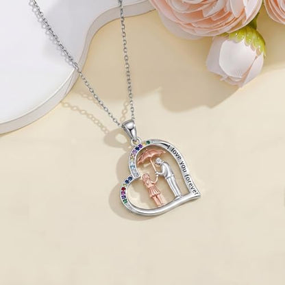 YFN Daughter Gifts from Dad 925 Sterling Silver Daughters Heart Necklace Birthday Christmas - color: Father Daughter Necklace07