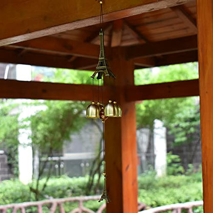 Maydahui Eiffel Tower Retro Wind Chime (20.5 Inch H) Alloy Wind Bell Musical Windchime with S Shaped Hook for Mom Gifts Festival Garden Party Indoor and Outdoor Decor
