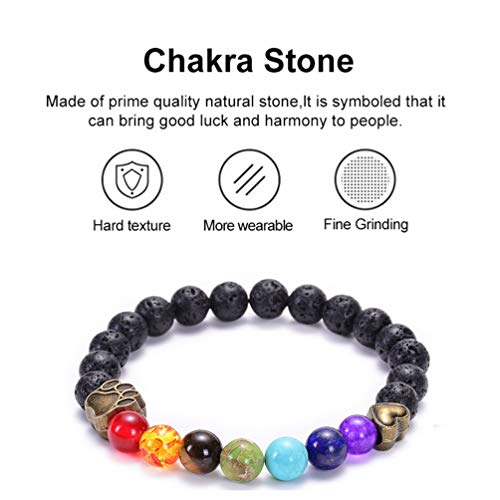 GelConnie Lava Rock Chakra Bracelet 7 Chakra 8mm Natural Stone Healing Bracelet Stress Relief Yoga Beads Anxiety Bracelet Aromatherapy Essential Oil Diffuser Bracelet Bangle - color: A-Dog Paws