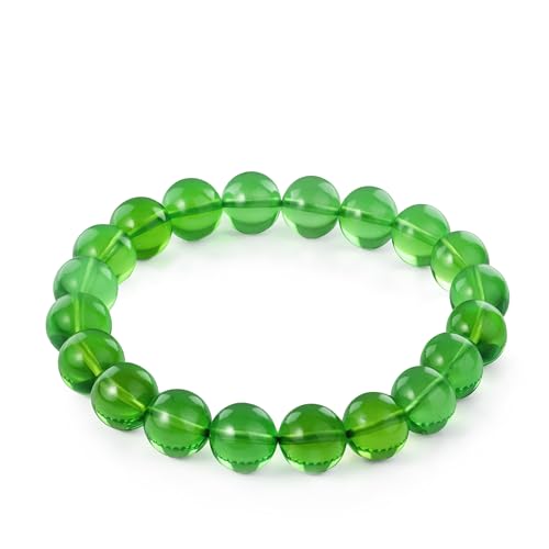 Natural Baltic Amber Bracelet for Women and Men – Stretch Wristband with Faceted Beads, Lightweight Unisex Jewelry Gift for Daily and Casual Wear - color: Green, size: Polished