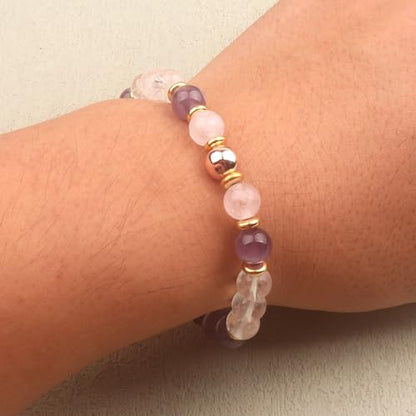 KSQS Healing Stone Bead Bracelet for Women, Natural Gemstones Balance Protection Bracelet, Spiritual Crystal Beads Bracelet Anxiety Relief with Meaning Card - style: Just Breath