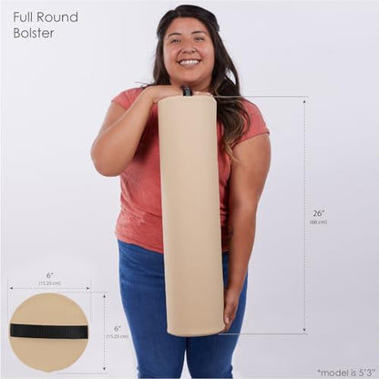EarthLite Massage Bolster Pillow Full Round – Durable, Easy to Clean 100% PU Upholstery incl. Strap Handle/Professional Quality CFC-Free/Back Pain Relief - color: Teal