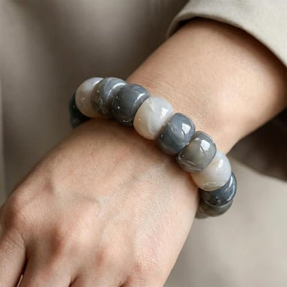 Roe Dolph Bodhi Bead Fidget Anxiety Bracelet for Women Men Chunky Stretch Beaded Mindful Jewelry Daily Reminder Gift for Mom Wife Friend - color: A9:grey