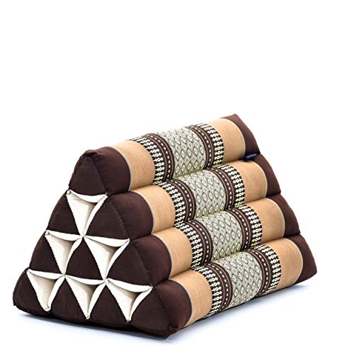 Leewadee Triangle Cushion – Comfortable Backrest for TV or Reading, Incline Pillow for Relaxing Made of Kapok, 20 x 13 x 13 inches, Brown - color: Sf10 - Brown
