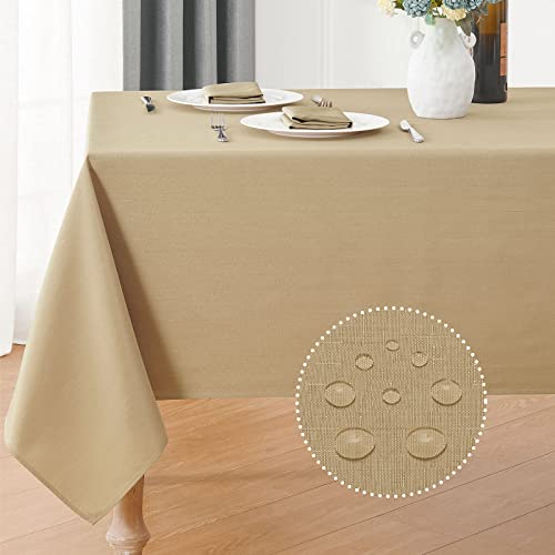 Veblandy Faux Linen Rectangle Tablecloth Waterproof 52x70 inch Table Cloth Stain and Wrinkle Resistant Washable, Decorative Fabric Table Cover for Dining, Kitchen, Wedding and Parties, Coffee - color: Coffee, size: 70" x 52" (Rectangular)
