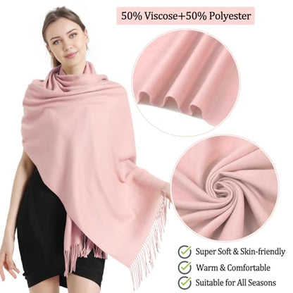 Pashmina Scarf and Shawl - Soft Women Pashminas Wrap for Wedding Evening Party dresses - color: G#. Old Pink