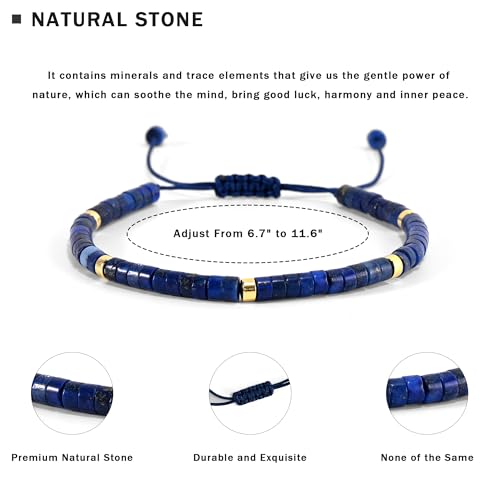 VIBILIA Get Well Gifts for Women, Inspirational Gifts Natural Stone Healing Bracelet, Thinking of You Encouragement Strength Bracelets for Women on Birthday Valentine's Day Easter Mother's Day - color: G. Lazurite