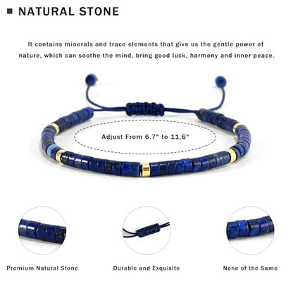 VIBILIA Get Well Gifts for Women, Inspirational Gifts Natural Stone Healing Bracelet, Thinking of You Encouragement Strength Bracelets for Women on Birthday Valentine's Day Easter Mother's Day - color: G. Lazurite