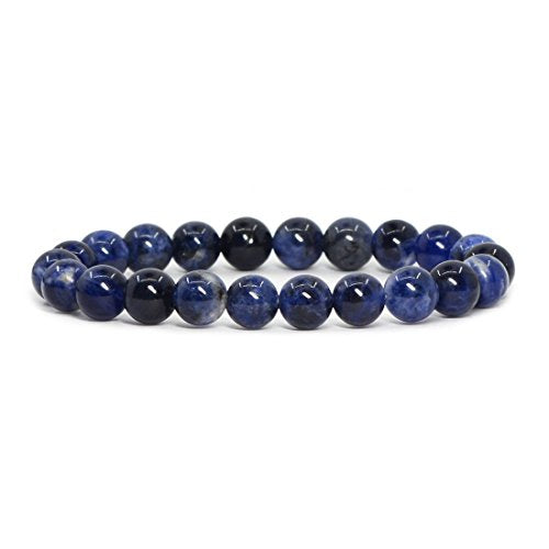 Justinstones 8mm Round Beads Stretch Bracelet 7 Inch Unisex - color: Blue Sodalite
