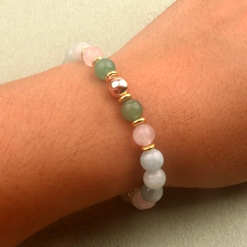 KSQS Healing Stone Bead Bracelet for Women, Natural Gemstones Balance Protection Bracelet, Spiritual Crystal Beads Bracelet Anxiety Relief with Meaning Card - style: Bestie