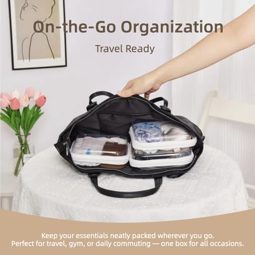 3-Pack Medium Clear Hard Shell Zipper Pouches, Clear Zipper Bags, Hard Case Pouches for Purse & Diaper Bag Organizer,and Travel Essentials (3M - size: 3M