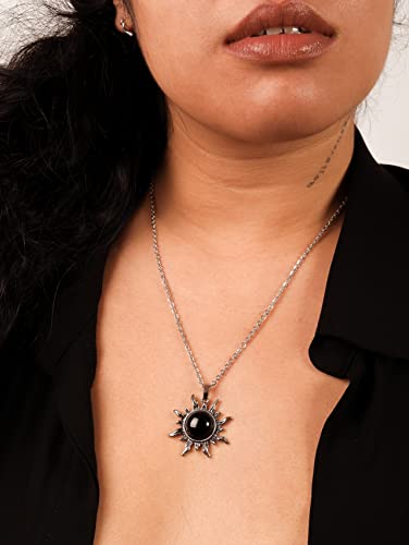 Sacina Gothic Boho Sun Necklace, Black Sun Grunge Witchy Necklace, Christmas New Year Jewelry Gift For Women