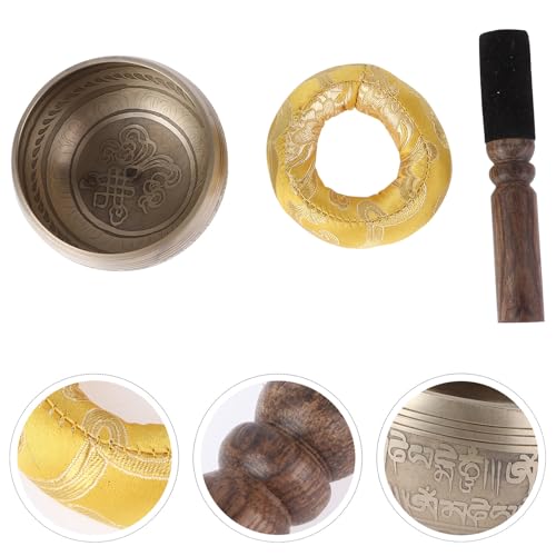 BESTonZON Tibetan Singing Bowl Spiritual Sound Bowl with Mallet and Cushion for Yoga Meditation Healing Mindfulness Portable Handheld