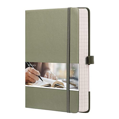 EMSHOI Graph Paper Notebook - 256 Pages A5 Graph Notebook/Journal, Hard Cover, 120gsm Thick Paper, Smooth PU Leather, Inner Pocket, 5.75'' × 8.38''- Olive Green - color: Green, size: A5-Graph