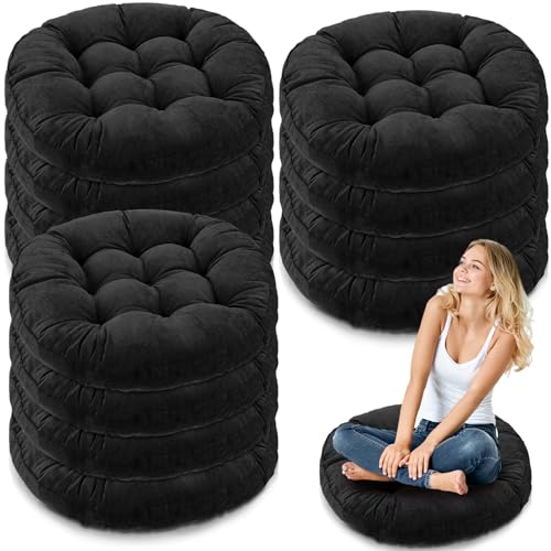 Jerify Floor Pillow Cushions Large Round Square Large Meditation Floor Pillow for Classroom Adult Meditation Picnic Party Seating Learning Daycare School(Round,Black,12 Pcs) - color: Black, size: Round