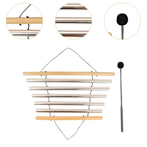 Amagogo Meditation Chime Percussion Bowl Handheld Sound Instrument Tubular Chime Wood Aluminum Material Suitable for Yoga Meditation Relaxation Home, 5 Tones