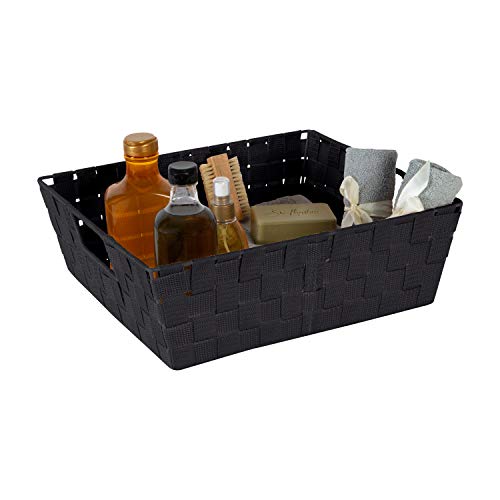 Simplify 15"x 13"x 5" Alloy Steel Rectangular Basket with 2 Built-in Carrying Handles, Black (Pack of 6) - color: Black, size: (Pack of 6)