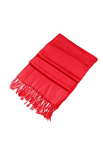 Sakkas 78" X 28" Rayon from Bamboo Soft Solid Pashmina Feel Shawl/Wrap/Stole - color: Red