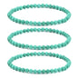 Justinstones Gem Semi Precious Gemstone 3pcs 4mm Round Beads Stretch Bracelet 6.5 Inch Unisex - color: Dyed Green Howlite Turquoise