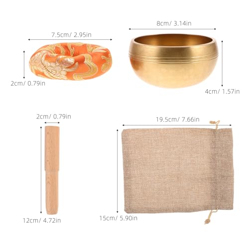 HEALLILY Nepal Hand-hammered Singing Bowl Set 8cm Copper Meditation Sound Bowl with Mallet, Cushion, and Carrying Bag for Yoga Mindfulness and Spiritual Relaxation